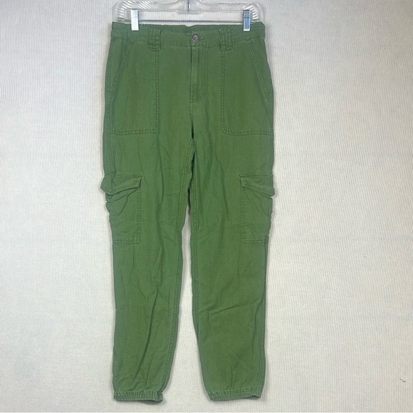 Love Tree Linen Blend Cargo Jogger Pants Size SMALL Army Green - Picture 1 of 12